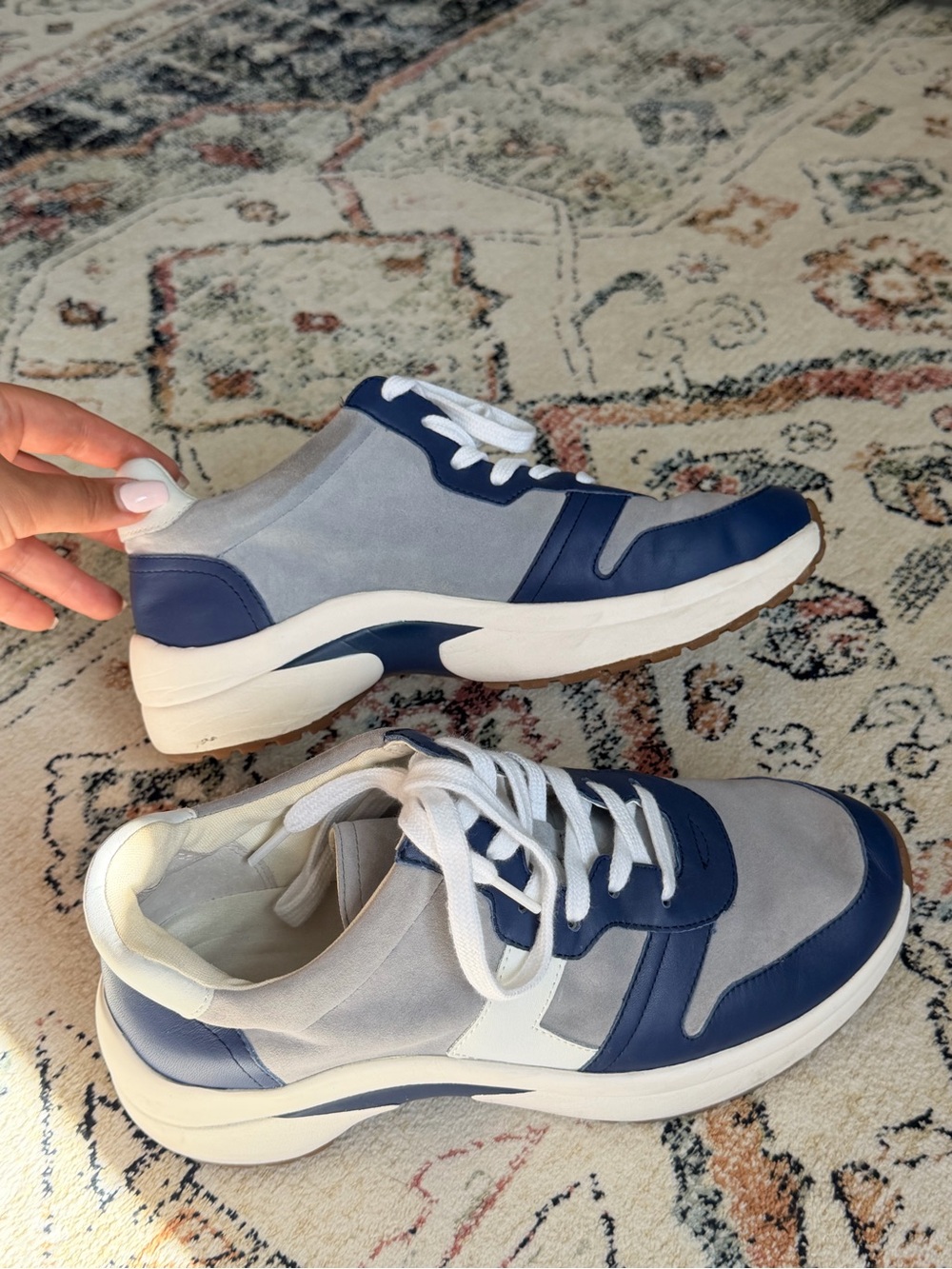Lauren Ralph Lauren Women's Blue and Gray Lace-Up Sneakers